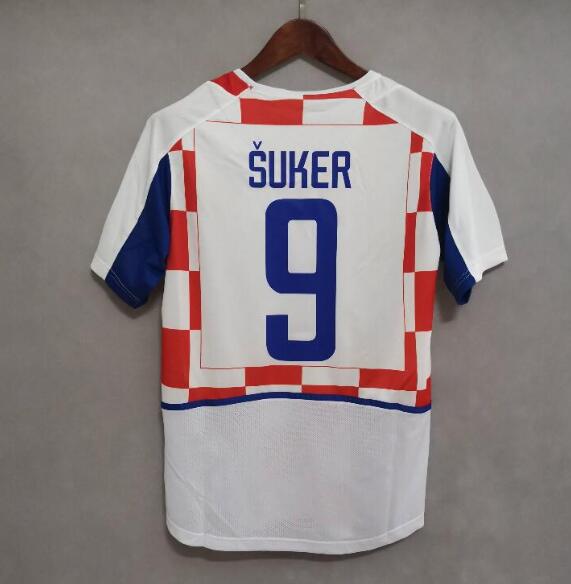 2002 Croatia Retro Home Kit Soccer Jersey SUKER #9